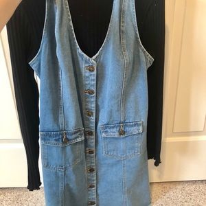 Button up overall mini dress